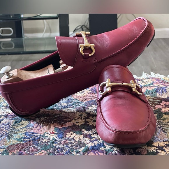 Salvatore Ferragamo Horse Bit Parigi Red Leather Men’s Slip on Loafer Size 12 EE main image 10